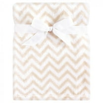 Hudson Baby Infant Silky Plush Blanket, Tan Chevron, 30x40 inches
