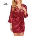 thumbnail image 1 of Camisón sexy para mujer, camisón de encaje, color sólido, albornoz de longitud media, ropa de dormir seitruly AP001711-04, 1 of 7