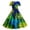 Green, variant on FYEGRE Women's Carnival Dress 1950s Floral Print Dress for Women Elegant Short Sleeve Party Gown Black XXL