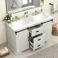 thumbnail image 3 of Yamissi 54" Double Sink Bathroom Vanity with Marble Countertop, 2 Deep Drawers with 4 Shelves, Undermount Ceramic Sinks, Fully-assembled, Grey, 3 of 9