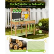 KFFKFF Outdoor Wooden Mud Kitchen for Kids, Backyard Play Kitchen with Stove, Sink, Water Tank, Gardening Tools, Cooking Utensils, Storage Box, and Accessories, Ideal for Home or Garden Play