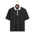 thumbnail image 7 of BVnarty Men's Summer Waffle Knit Raglan Short Sleeve Zip Lapel Top Relaxed Fit Casual Outdoor Street Daily Fashion Tee Black M, 7 of 7