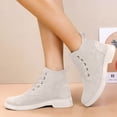 thumbnail image 2 of QSAWXQZ Women's Lace up Ankle Boots Round Toe Low Heel Rugged Boots 7.5, 2 of 8