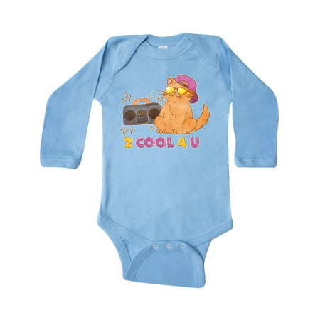 

Inktastic 2 Cool 4 U Cute Orange Cat with Stereo Gift Baby Boy or Baby Girl Long Sleeve Bodysuit