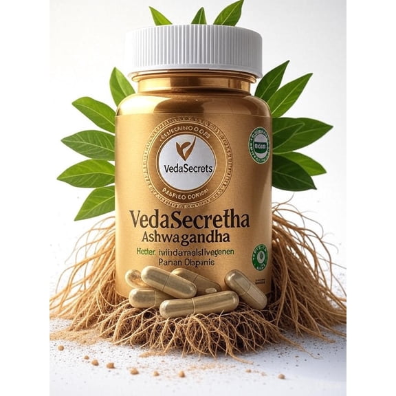 VedaSecrets Ashwagandha Herbal Supplement, 60 Vegan Capsules