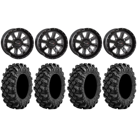 System 3 ST-4 Black 14" Wheels 27" Buck Snort Tires Can-Am Commander Maverick Renegade Outlander Defender