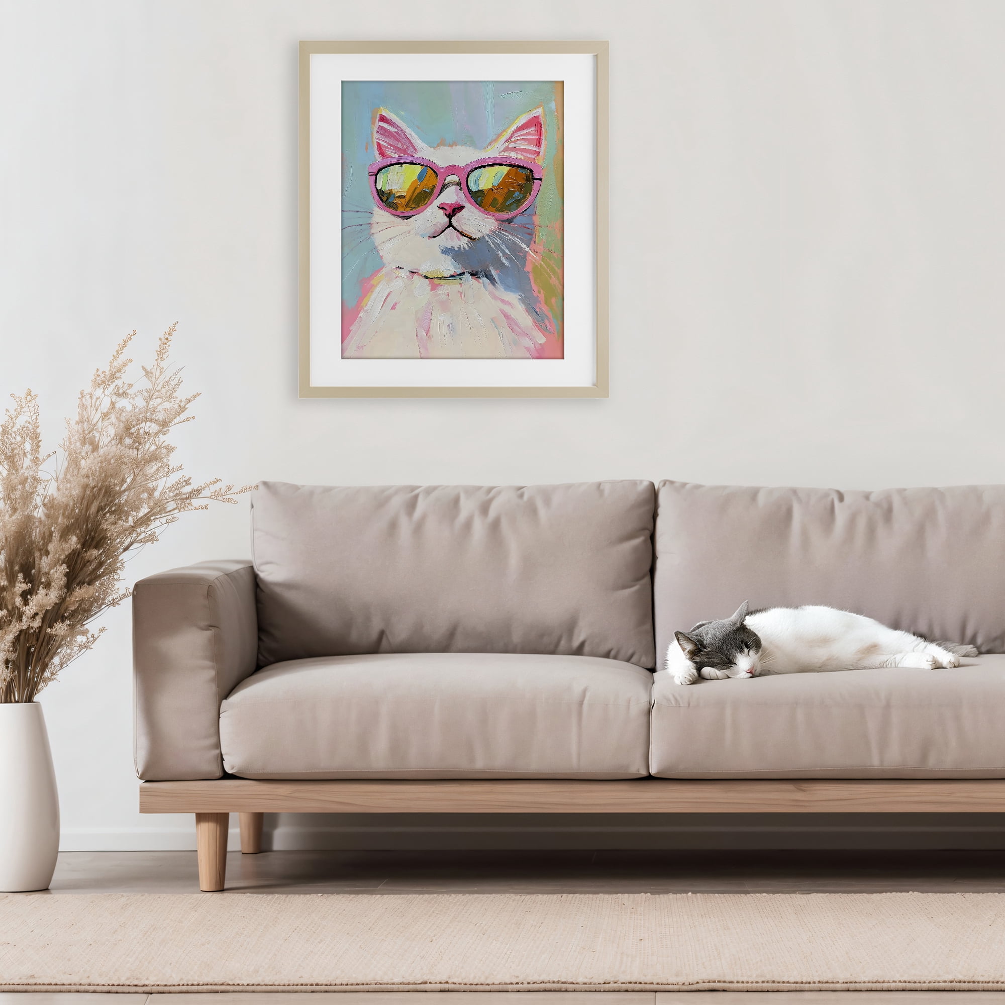 Stupell Industries Cool Cat in Sunglasses Birch Framed Print Under Glass, design by The Prints Vibe