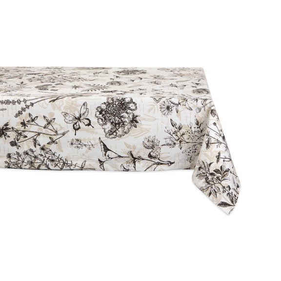 DII Botanical Print Tablecloth, Beige, 60x84"