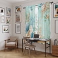 thumbnail image 5 of Teal Beach Coastal Kitchen Curtain for Berdoom Living Room Cafe 72 Inch Length, Summer Nautical Coral Shell Botanical Tiers Curtains Light Filtering Drapes Window Treatment 2 Panels 52"Wx72"L, 5 of 8