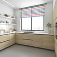 thumbnail image 4 of Pink Green Blue Stripe Valance Curtains for Kitchen/Living Room/Bathroom/Bedroom Window, Rod Pocket Small Topper Half Short Window Curtains Voile Sheer Scarf, Farmhouse Stripes Contemporary 54"x18", 4 of 8