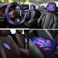 thumbnail image 4 of HUIACONG Purple Butterfly Car Seat Covers Full Set with Arm Rest Cover Seat Belt Covers Steering Wheel Cover Coasters Headrest Cover Keychain 14 Pcs Universal Fit Car Accessories for Women Interior, 4 of 8