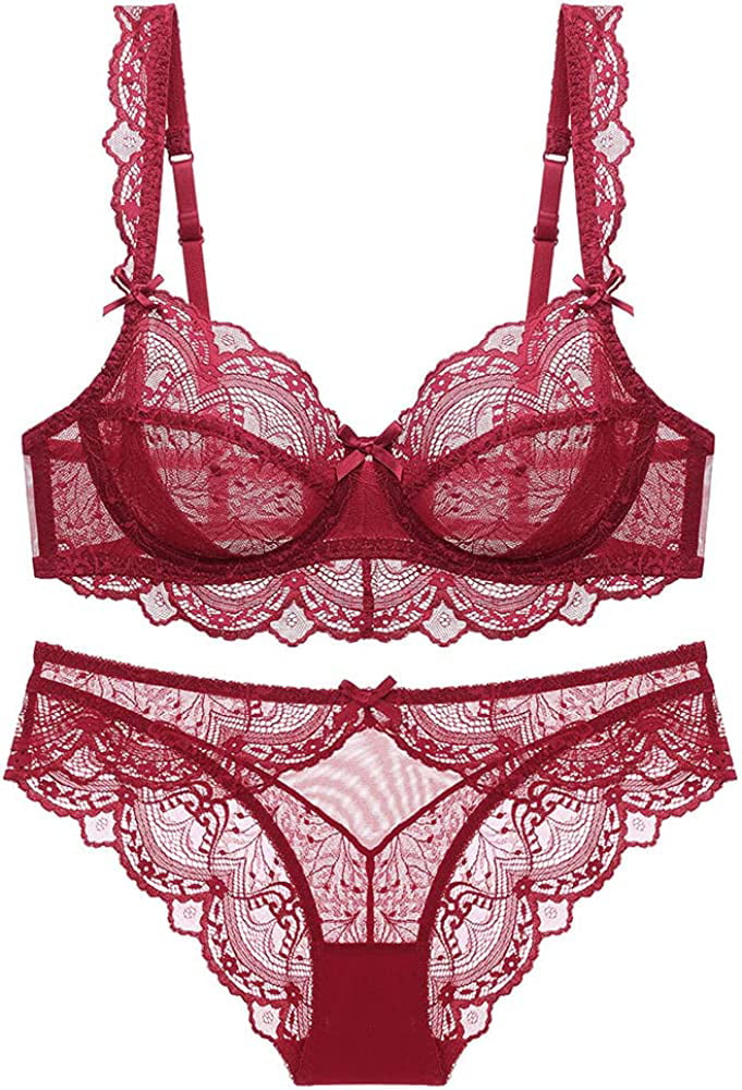 Women's Lace Bra and Panty Sets Underwired Sexy Lingerie Set Push