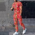 thumbnail image 1 of Ensemble de Complets pour Hommes à Imprimé Floral Moderne pour le Printemps et l'Automne avec Haut à Manches Longues à Col Rond et Bas Coordonnés Tenue Décontractée Élégante pour Hommes, 1 of 4