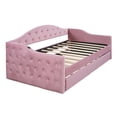 thumbnail image 5 of Upholstered Twin Daybed With Trundle, Velvet Twin Size Day Bed, Tufted Sofa Bed With USB, Type-C Charging Ports, Easy Assemble, No Box Spring Needed For Living Room, 5 of 9