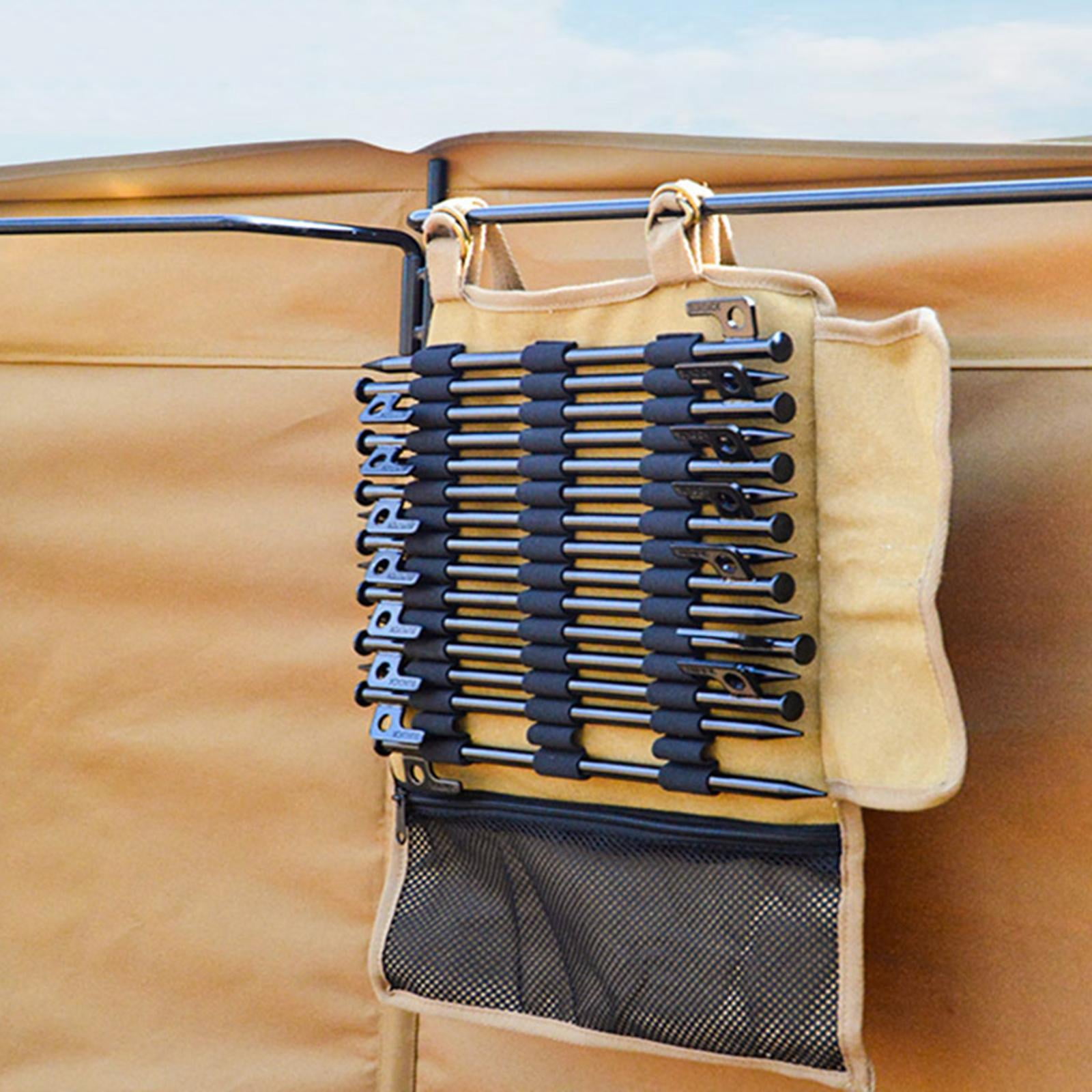 Cloth Tent Stake Outdoor Portable Camping Case Pegs Camping Hiking Tent Stakes Nails Practical Durable , L Khaki,