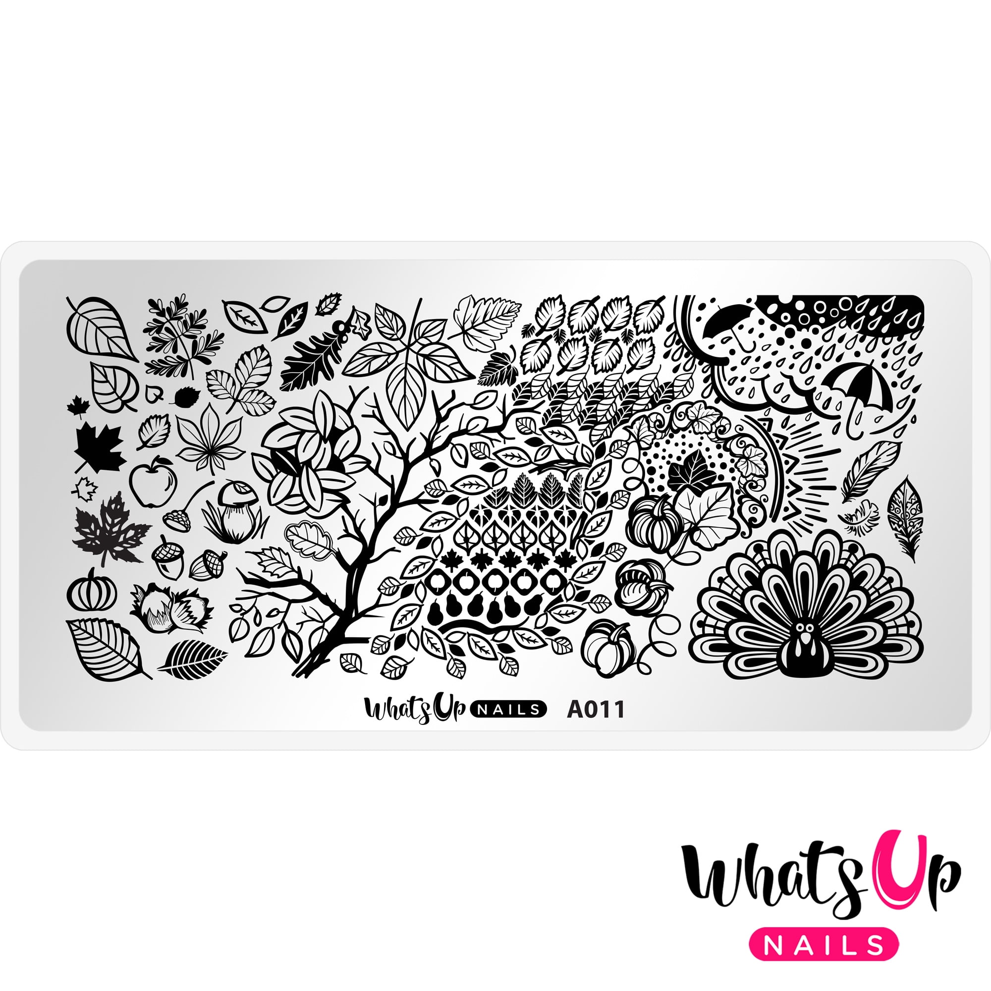 Whats Up Nails - A011 Leaves Are Fall-ing Stamping Plate Nail Art Design -  