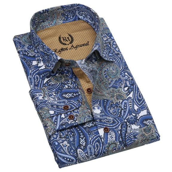 Rajiva Agrawal: Men's Rigby Fashion Shirt in Superfine Cotton (Color: Printed, Size: Large)