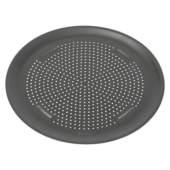 16 Inch Nonstick Pizza Pan with Perforations, Carbon Steel Tray for Crispy Crust, Homemade Frozen Leftover Pizza Baking, Gray