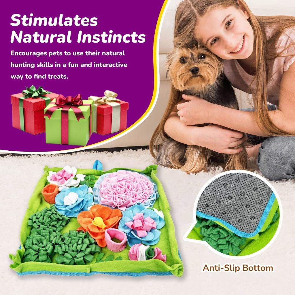 Sniffing Mat for Dog Washable Interactive Feeding Toy Tear Design Snuffle Rug Blanket 50x50cm