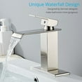 thumbnail image 2 of Wovier Brushed Nickel Waterfall Bathroom Sink Faucet with Supply Hose and Plate,Single Handle Single Hole Lavatory Faucet,Basin Mixer Tap Commercial, 2 of 7