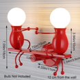 thumbnail image 2 of Appliques Murales Intérieures Créatives LED pour Chambre à Coucher Dessin Animé Petites Personnes Balançoire Lampe Murale Mini Poupée Réglable Appliques Murales Éclairage Décor Métal Lampes de Chevet Modernes 1xe26 (Noir, 2 of 7