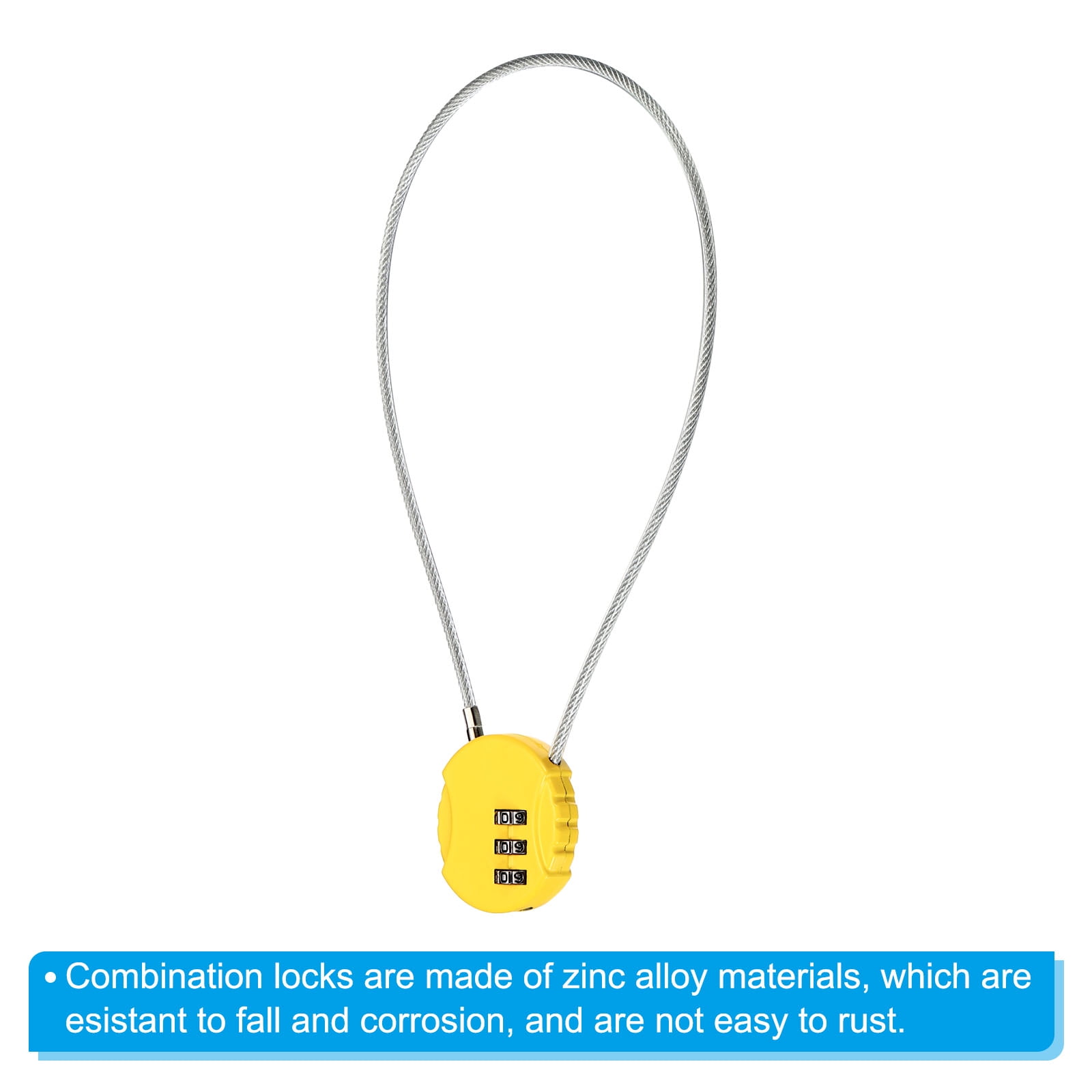 Unique Bargains Small Combination Lock 3 Digits Luggage Padlock for Gym Locker Yellow