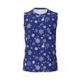 thumbnail image 6 of Lsque Golden Snowflakes Royal Blue Print Men's Cotton Blend Sleeveless Muscle Shirts (S-3XL)- Moisture Wicking, Odor Protection, UPF 30+,Medium, 6 of 8
