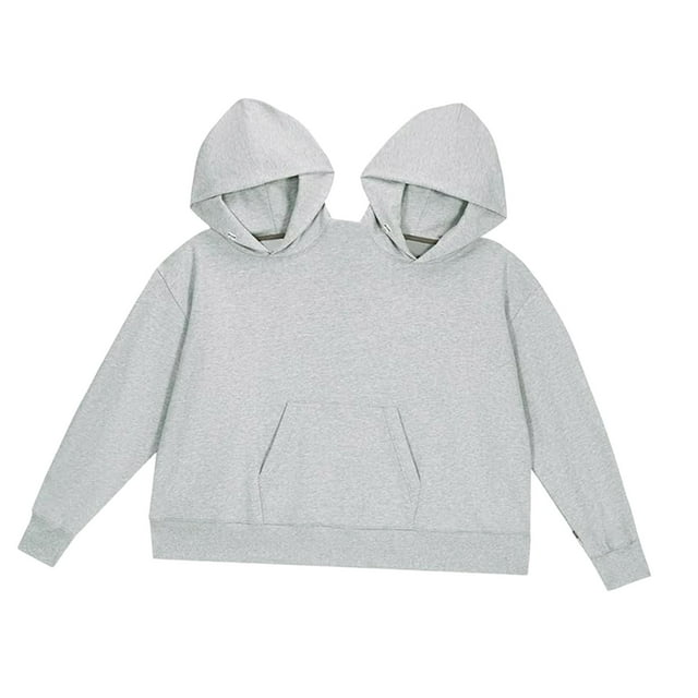 TISHITA Couple Hoodie Oversized Outerwear Fashionable Intimate Matching Sweatshirts gray