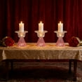 thumbnail image 4 of CxhicLuv Vintage Pink Glass Candle Holders, Romantic Floral Taper Candle Stands, Elegant Crystal Style Home Decor, Valentine's Day Gift for Women, Decorative Table Accent for Living Room, 4 of 6