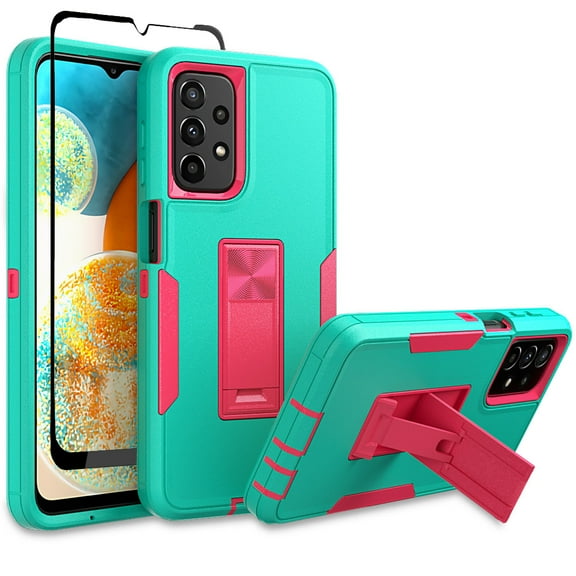 NIFFPD Samsung A23 5G, Galaxy A23 5G Case with Screen Protector Magnetic Kickstand Car Mount Protection Case Cover for Samsung Galaxy A23 5G Green&Rose red