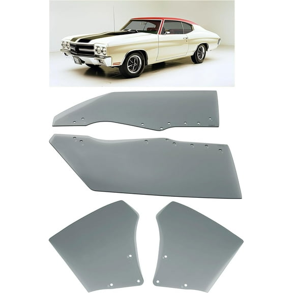 KOJEM Side Door Window Glass Compatible with 1970-1972 Chevy Chevrolet Chevelle Malibu Hardtop 2 Door, Quarter Glass Dark 4Pcs 2 Packages