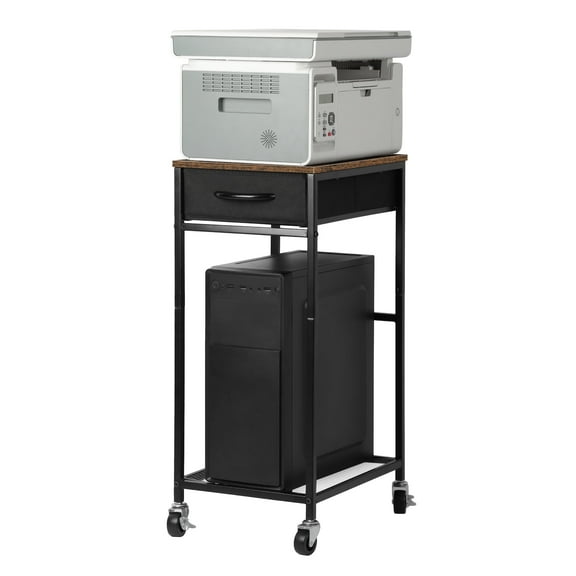 OYEAL 2-Tier PC Stand, Mobile Computer Tower Stand with Storage Drawer, PC Tower Stand with Caster Wheels for Home Office.