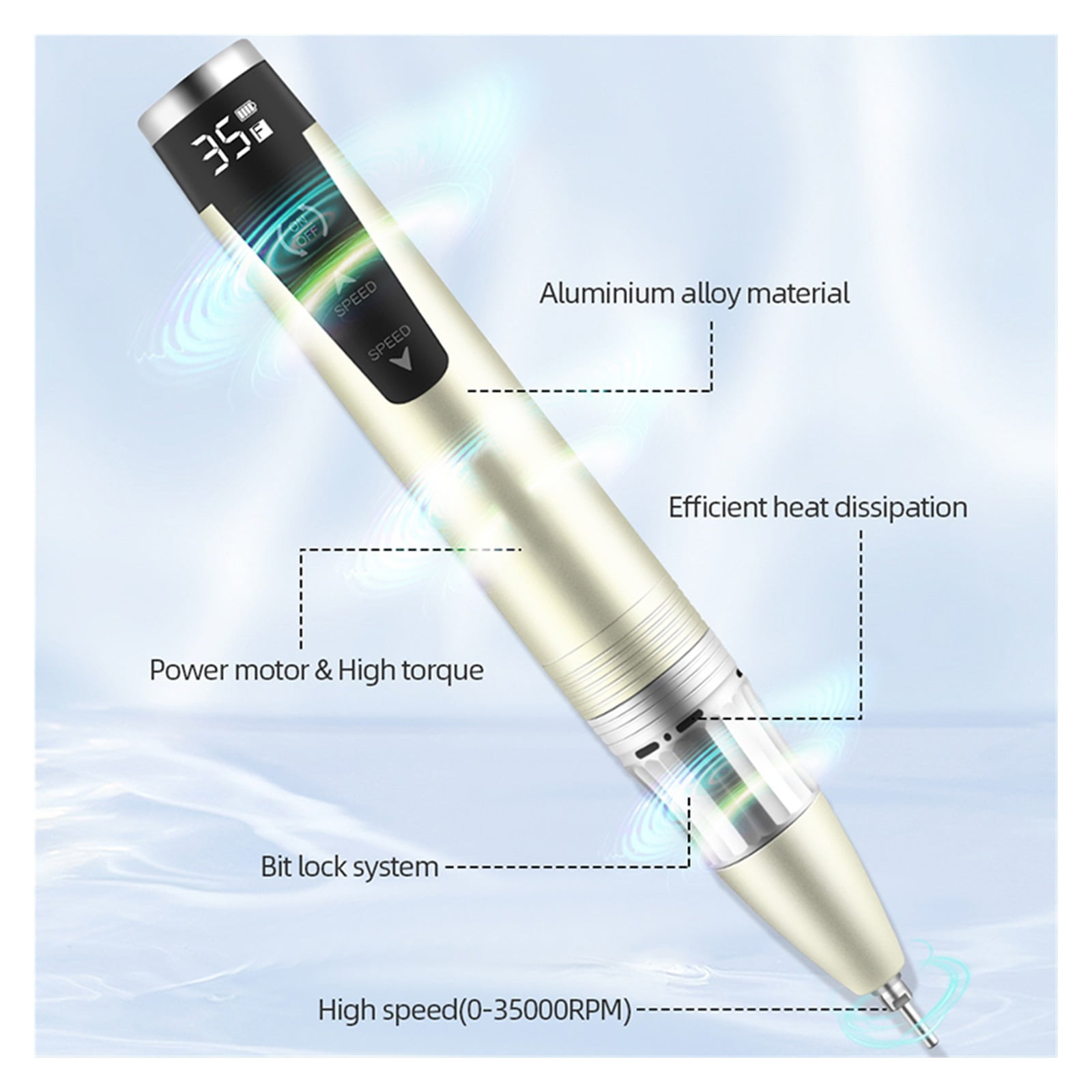 35000RPM Nail Drill Machine, Portable Power Storage Electric Nail Sander, Professional Manicure, Portable Electrical Nail File For Acrylic Nails ,Lightweight and Portable