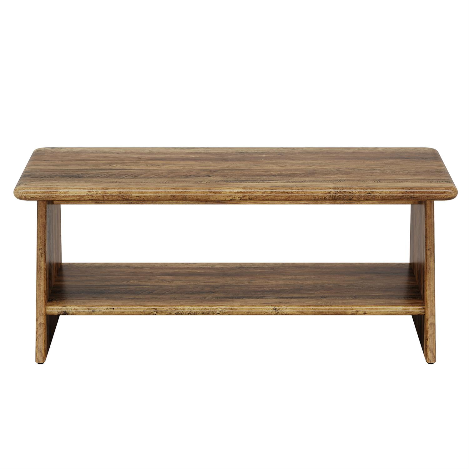 Demi Bonn 47" Rustic Wooden Coffee Table, Modern Center Table Storage Ottoman for Living Room, Brown