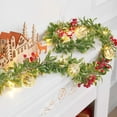 thumbnail image 2 of Waipfaru 6.5ft Pre-lit Christmas Garland, Flocked Christmas Garland with Lights Decorated with Berries, Snowflake for Mantels Parties Tables Xmas Decor, 2 of 7