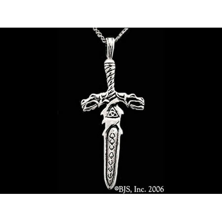 - RBI Necklace Celtic Dragon Sword Triquetra Triskele Dual Vanquished Heads of Victory Made of Sterling Silver