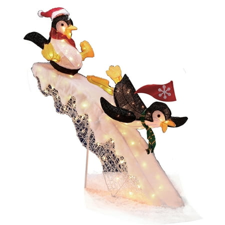 Holiday Time 48" Tinsel Penguins On Slide Light Sculpture - Walmart.com
