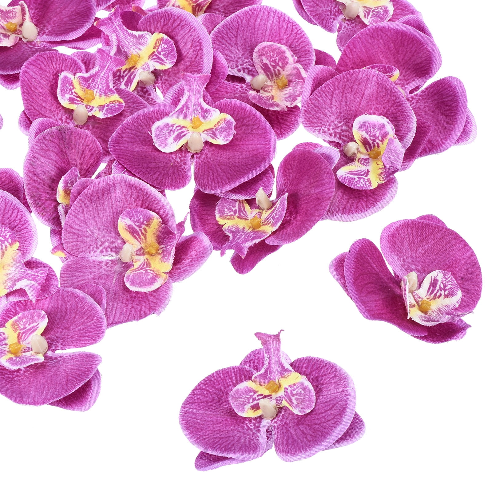 Uxcell 2.8" Artificial Silk Phalaenopsis Orchid Flower Heads for DIY Wedding Decor, Dark Purple 20 Pack
