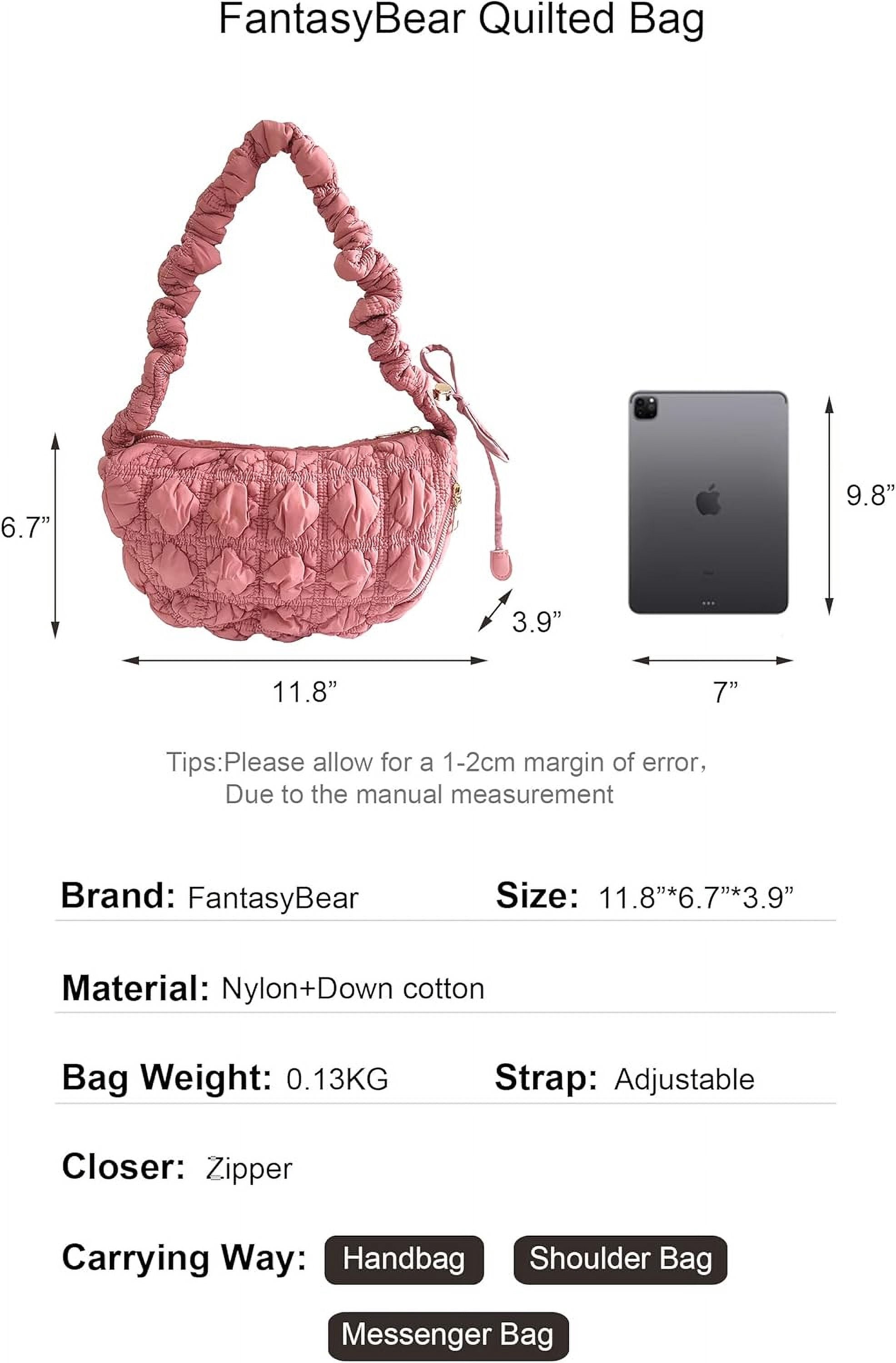 Small Bag,Adjustable Shoulder Strap Puffer Crescent Crossbody Bags Lightweight Hobo Handbag Puff Purse