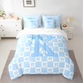 thumbnail image 2 of jejeloiu Blue Bowknot Bow 7-Piece Twin Bedding Sets,Letter K Monogrammed Bedding Comforter Set For Girls Kids Reversible, 2 of 8