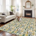 thumbnail image 2 of Large Area Rugs for Living Room Bedroom, Vintage Flowers 5'x8' Rug Washable Carpet Runner Indoor Outdoor, Spring Yellow Green Floral Country Leaves Birds Non Slip Floor Mats Rug for Kitchen, Bathroom, 2 of 8
