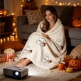 thumbnail image 5 of Fievgin Halloween Throw Blanket, Cute Ghost Dog Soft Cozy Flannel Blanket for Party Sofa Bed Living Room, 39x59in, 5 of 7