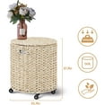 thumbnail image 3 of Wimarsbon Vintage Storage Basket, Multipurpose Rolling Hamper With Brakable Wheels and Lid, Braid Laundry Bin, Handwave Clothes Toy Organizer Tote for Living Room, 3 of 6