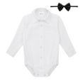 thumbnail image 2 of Sinleey Infant Baby Boys Christening Romper Bodysuit Birthday Wedding Dress Shirt Outfit White&Black 6-9 Months, 2 of 6