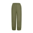 thumbnail image 6 of YOTMKGDO Slacks for Women Pant Cotton Women Waist Crop Loose Colour Pure and Pants Elastic with Pocket Women Casual Pants Plus Size Leggings Army Green L, 6 of 6