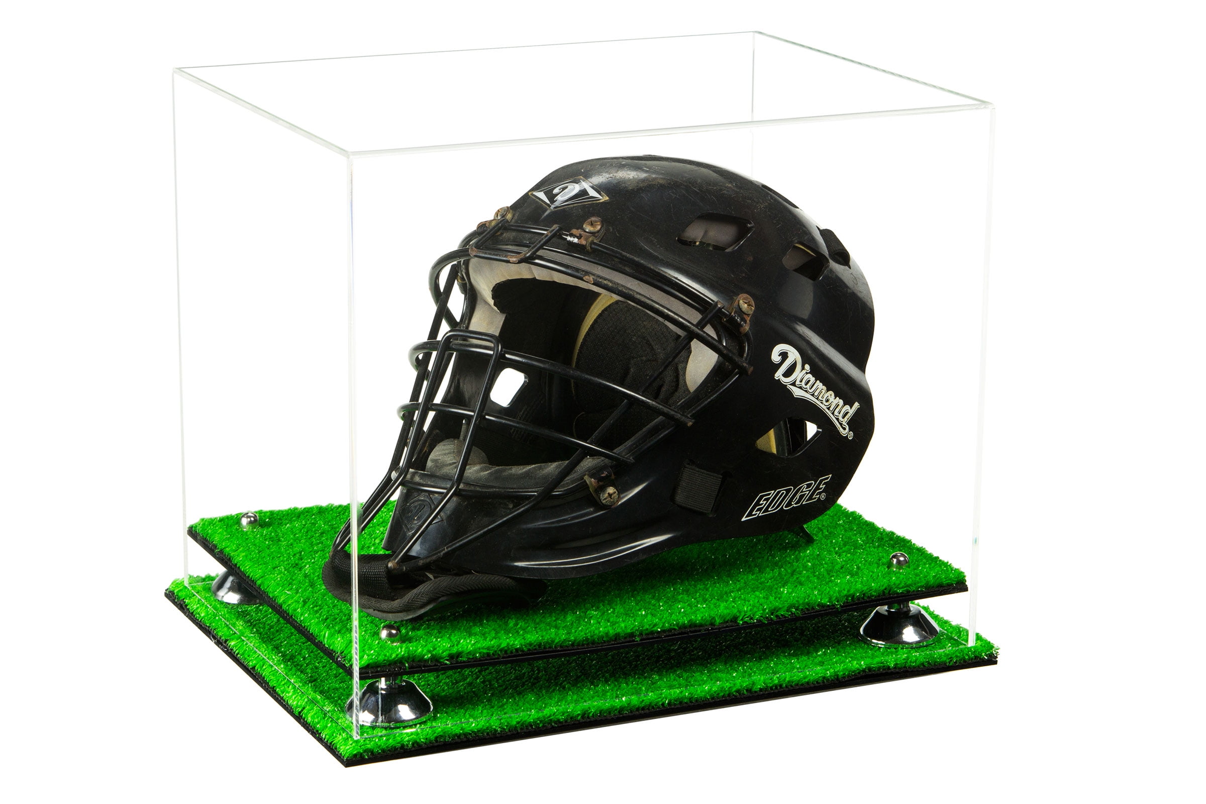 A002 Deluxe Clear Acrylic Catchers or Goalie Helmet Display Case with Risers