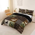 thumbnail image 2 of Castle Fairy Animal Duck Deer Duvet Cover Queen,Adventure Theme Camouflage Queen Bedding,Brown Tan Cream,Black Reversible,3-Piece,No Comforter,1 Duvet Cover and 2 Pillowcases, 2 of 5