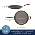thumbnail image 3 of Rachael Ray Cucina Hard Anodized Nonstick Frying Pan with Helper Handle, 14-Inch, Gray/Cranberry Red, 3 of 9
