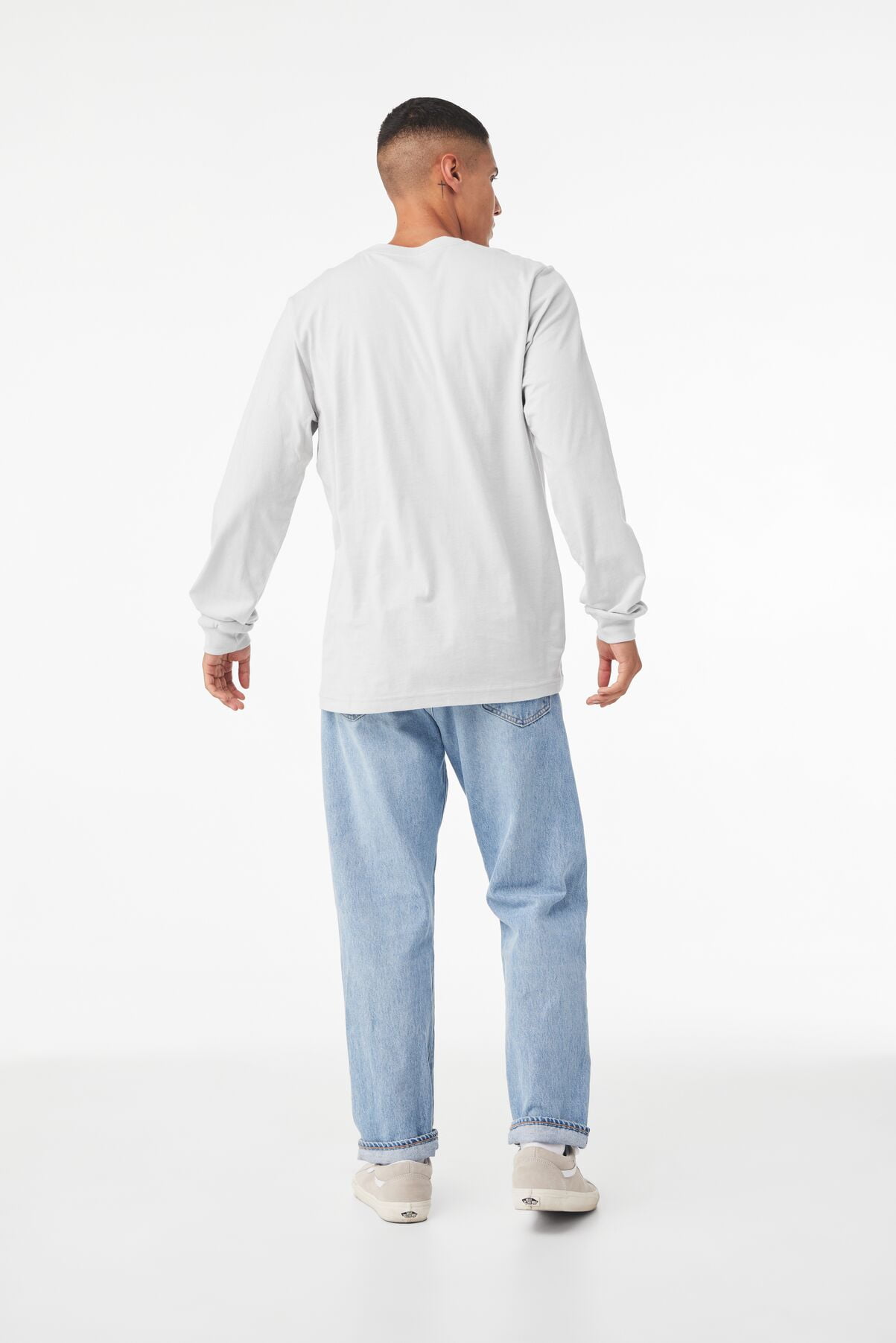 BELLA+CANVAS Adult Unisex Long Sleeve Crew T-Shirt for Tie-Dyeing, 2-Pack, 4XL, White