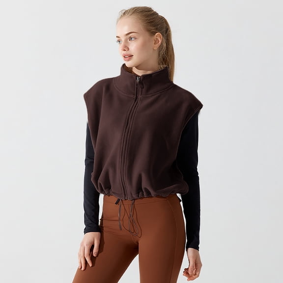 Endives Women's Thickened Fleece Vest Fitness Outerwear Cold Proof Warm Keeping Fleece Vest Coat Winter